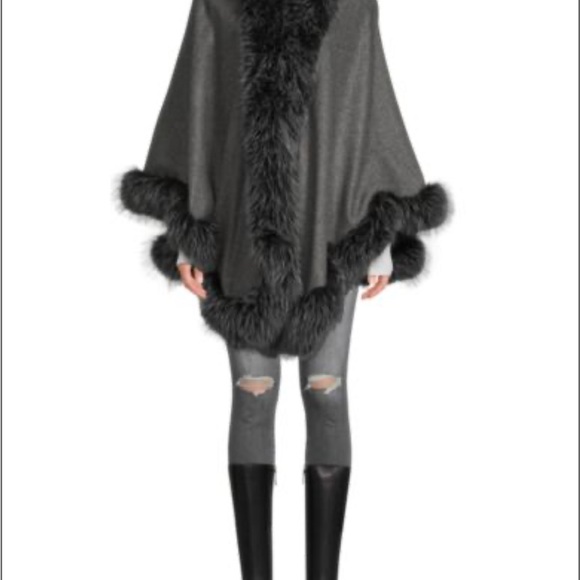 Belle Fare Faux Fur Trim Cashmere Cape, Saks off 5th - Picture 1 of 1